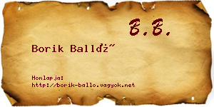 Borik Balló névjegykártya